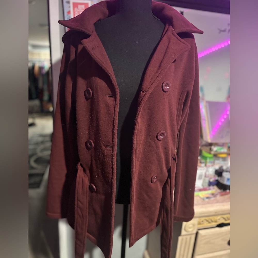 NWOT YMI Women's Deep Red Pea Coat xl
